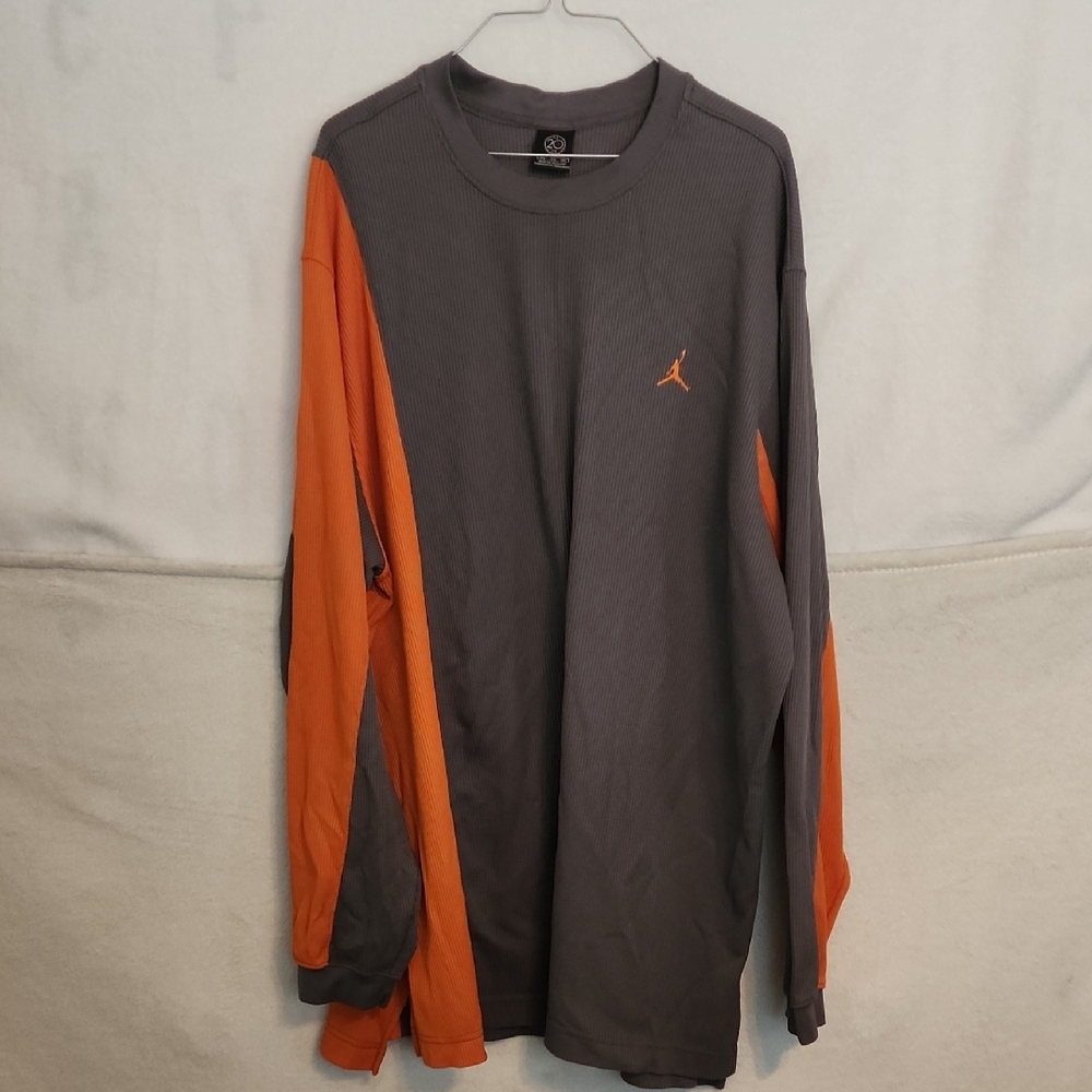 Jordan Men's Long Sleeve Shirt in Gray and Orange